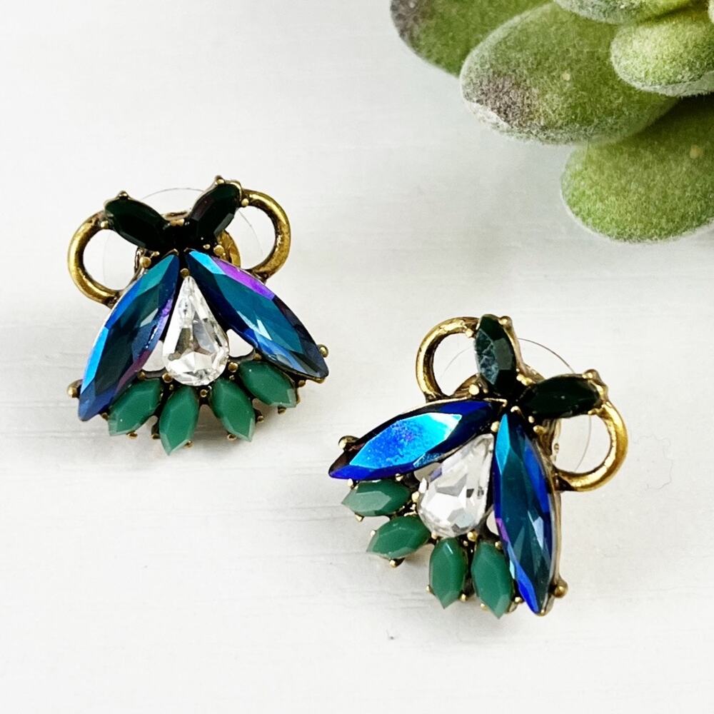 Upcycled J. Crew Aurora Borealis Fan Earrings